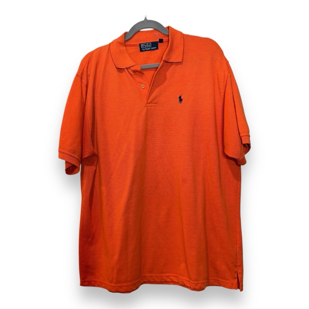 POLO RALPH LAUREN Men's Orange Classic Short Sleeve Polo Shirt Sz 2XL